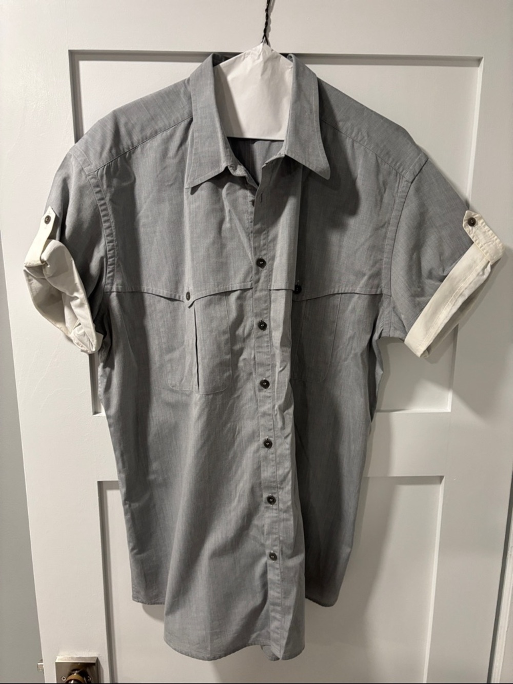 Dolce & Gabbana Light Gray Short-Sleeve Button-Down Shirt